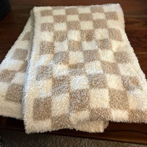 Tan and cream colored checkered scarf